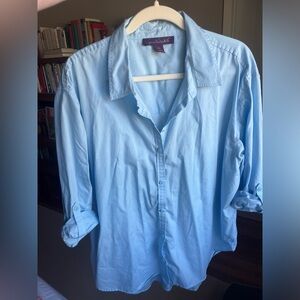 Gloria Vanderbilt light blue collared button down with roll tab sleeves size XL